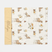Retro-Wildblumen-Pferd- und Schmetterlingsmuster Fleecedecke (Vorderseite (Horizontal))
