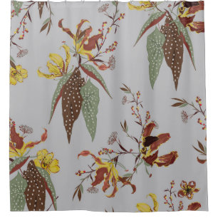 Retro wilde Blume Vintage Stimmung, botanische Pfl Duschvorhang