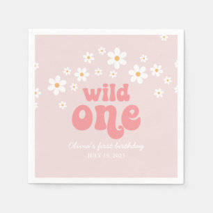 Retro wilde eine Daisy Boho Blumen zum ersten Gebu Serviette