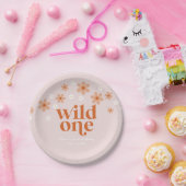 Retro wilde eins daisy boho erster Geburtstag Pappteller (Party)