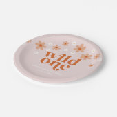 Retro wilde eins daisy boho erster Geburtstag Pappteller (Schrägansicht)