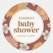 Retro Wildfloe Baby Shower Runder Aufkleber (Vorderseite)