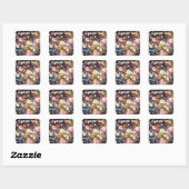 Retro Wildflower Floral Pattern Custom Quadratischer Aufkleber (Blatt)