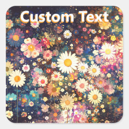 Retro Wildflower Floral Pattern Custom Quadratischer Aufkleber