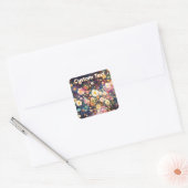 Retro Wildflower Floral Pattern Custom Quadratischer Aufkleber (Umschlag)