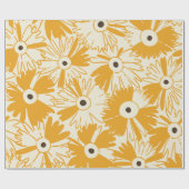 Retro Wildflower Large Scale Floral Goldenrod Geschenkpapier (Flach)