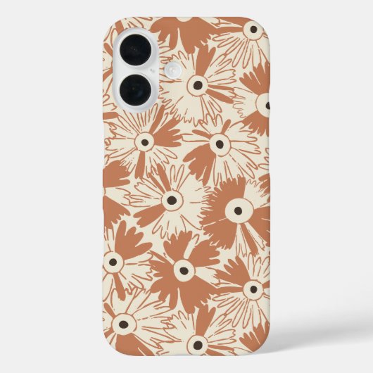 Retro Wildflower Large Scale Floral Terracotta Case-Mate iPhone Hülle (Rückseite)