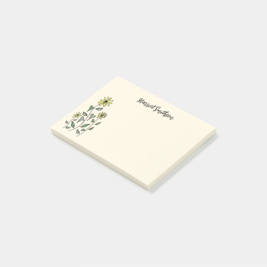 Retro Wildflowers Personalized Boho Botanical Post-it Klebezettel (angewinkelt)