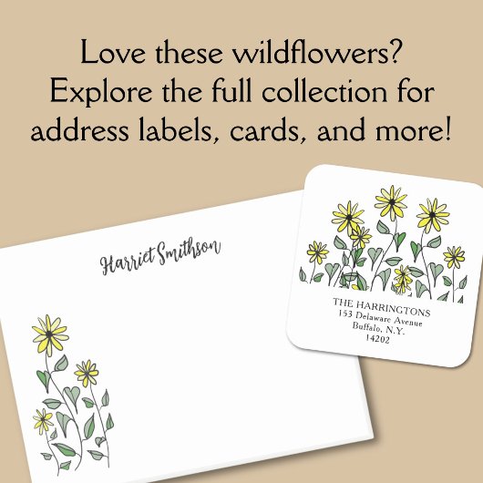 Retro Wildflowers Personalized Boho Botanical Post-it Klebezettel