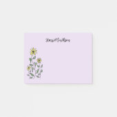 Retro Wildflowers Personalized Lilac Lavender Post-it Klebezettel (Vorderseite)