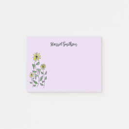 Retro Wildflowers Personalized Lilac Lavender Post-it Klebezettel