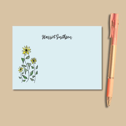 Retro Wildflowers Personalized Pastel Sky Blue Post-it Klebezettel