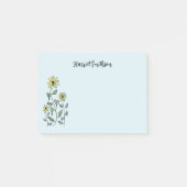 Retro Wildflowers Personalized Pastel Sky Blue Post-it Klebezettel (Vorderseite)