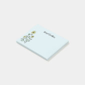 Retro Wildflowers Personalized Pastel Sky Blue Post-it Klebezettel (angewinkelt)