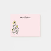 Retro Wildflowers Personalized Pink Botanical Post-it Klebezettel (Vorderseite)