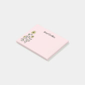Retro Wildflowers Personalized Pink Botanical Post-it Klebezettel (angewinkelt)