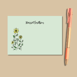 Retro Wildflowers Personalized Sage Botanical Post-it Klebezettel