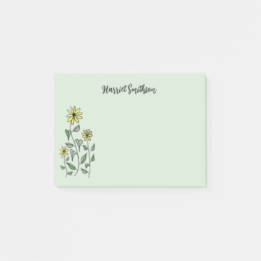 Retro Wildflowers Personalized Sage Botanical Post-it Klebezettel (Vorderseite)