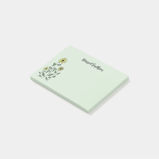 Retro Wildflowers Personalized Sage Botanical Post-it Klebezettel (angewinkelt)