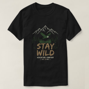 Retro-Wildlife-Bergwandern Bleib wild Ausrüstung T-Shirt