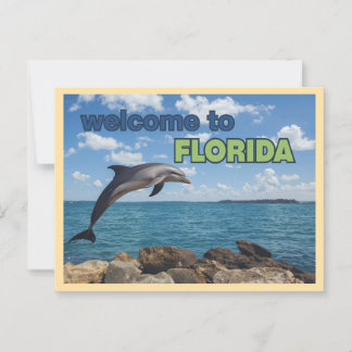 Retro-Willkommen-in-Florida-Delfin Postkarte