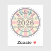 Retro-Willkommenssticker 2026 Neujahr Aufkleber (Blatt)
