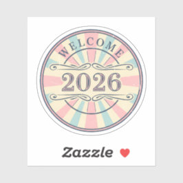 Retro-Willkommenssticker 2026 Neujahr Aufkleber