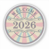 Retro-Willkommenssticker 2026 Neujahr Aufkleber (Vorderseite)