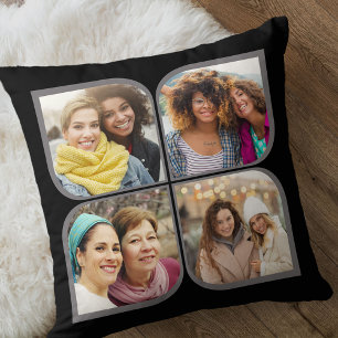 Retro Windrad 4 Foto Blumenblatt Schwarz Kissen