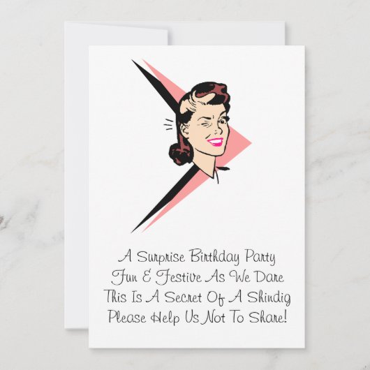 Retro Wink Überraschungen Winks mit Rhyme Einladun Einladung (Vorderseite)