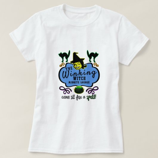Retro Winking Hexenlounge T - Shirt (Design vorne)