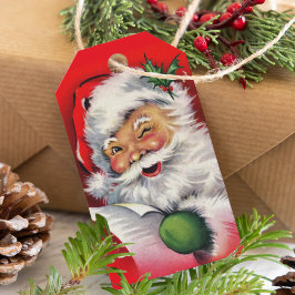 Retro Winking Santa Claus Weihnachten Geschenkanhänger