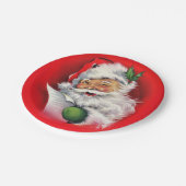 Retro Winking Santa überprüft seine Liste Pappteller (Schrägansicht)