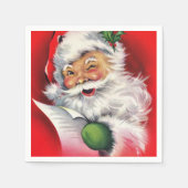 Retro Winking Santa überprüft seine Liste Serviette (Vorderseite)