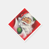 Retro Winking Santa überprüft seine Liste Serviette (Ecke)