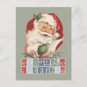 Retro Winking Weihnachtsfeiertag Feiertagspostkarte (Vorderseite)