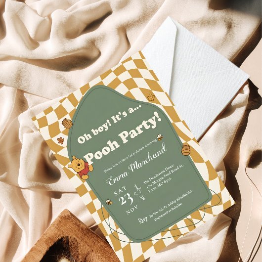 Retro Winnie Puuh "Hurra! Es ist ne Pooh-Party!" Einladung
