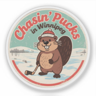 Retro Winnipeg Beaver Hockey Aufkleber