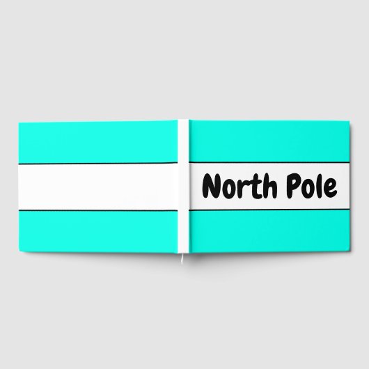 Retro Winter Aqua Mint White Stripes "Nordpol" Gästebuch (Voll)