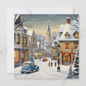 Retro Winter Cityscape Feiertagskarte (Vorderseite)