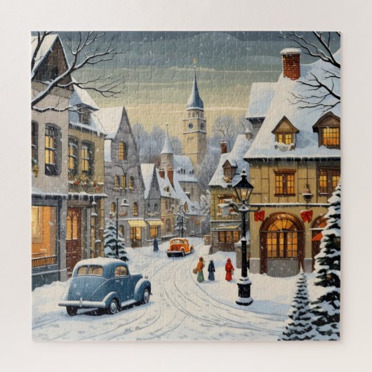 Retro Winter Cityscape Puzzle (Vertikal)
