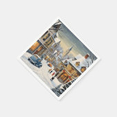 Retro Winter Cityscape Serviette (Ecke)