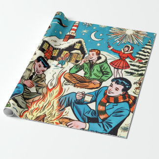 Retro Winter Comic Geschenkpapier