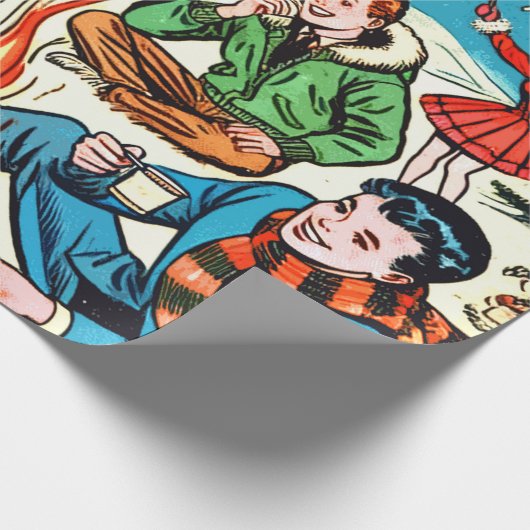 Retro Winter Comic Geschenkpapier (Ecke)