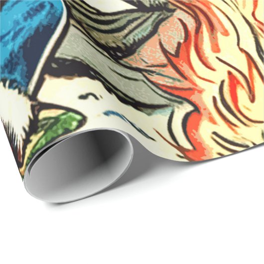 Retro Winter Comic Geschenkpapier (Rolleneckpunkt)