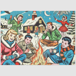 Retro Winter Comic Seidenpapier