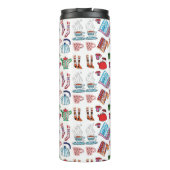 Retro Winter HandIllustriertes Outdoor-Wandern Thermosbecher (Rückseite)