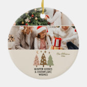 Retro Winter Kisses & Snowflake Wishes Keramik Ornament (Hinten)