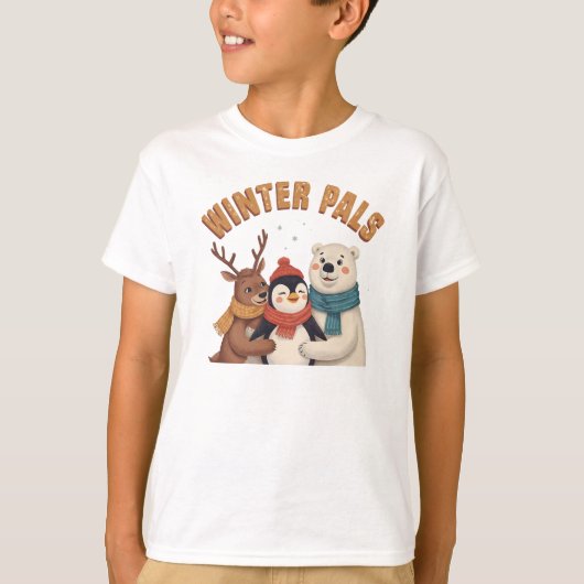 Retro Winter Pals Cute Animal Friends T Shirt (Vorderseite)