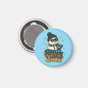 Retro-Winter-Schneemann-Chill-Vibes-Only-Magnet Magnet